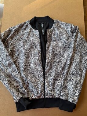 Victoria's Secret Black & White Leopard-Print Bomber Jacket